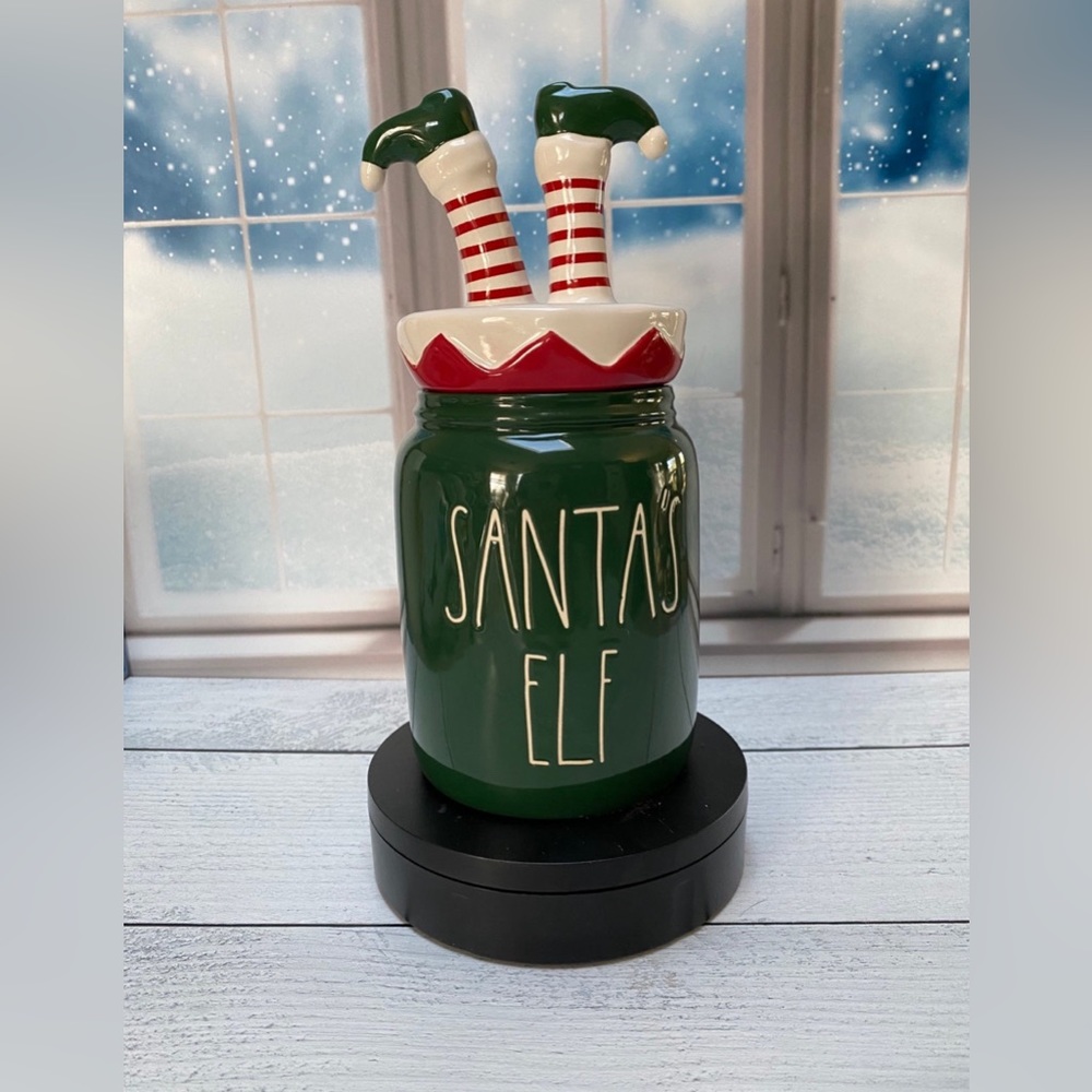 Rae Dunn SANTAS ELF canister